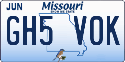 MO license plate GH5V0K