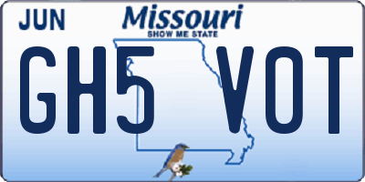 MO license plate GH5V0T