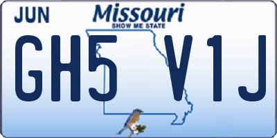MO license plate GH5V1J