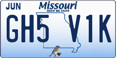 MO license plate GH5V1K