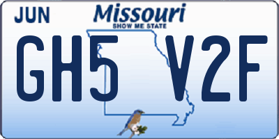 MO license plate GH5V2F