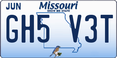 MO license plate GH5V3T