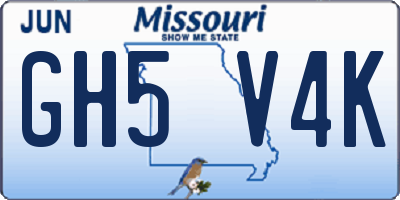 MO license plate GH5V4K