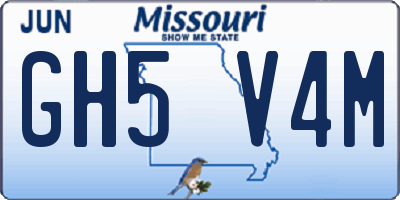 MO license plate GH5V4M