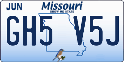MO license plate GH5V5J