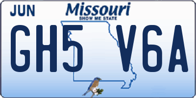 MO license plate GH5V6A