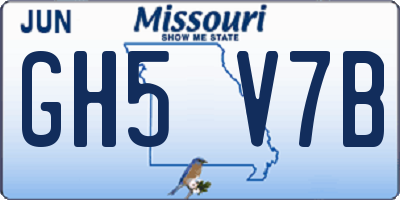 MO license plate GH5V7B