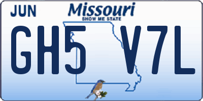 MO license plate GH5V7L