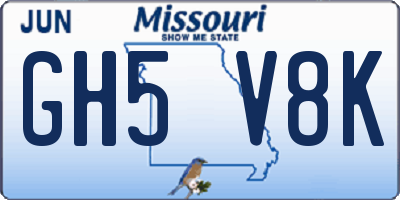MO license plate GH5V8K