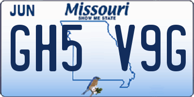 MO license plate GH5V9G