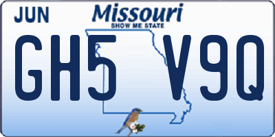 MO license plate GH5V9Q