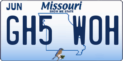 MO license plate GH5W0H