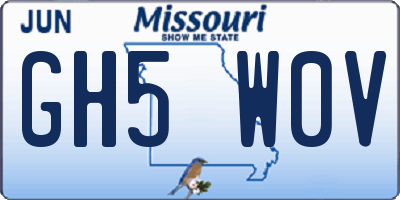 MO license plate GH5W0V