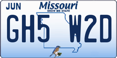MO license plate GH5W2D