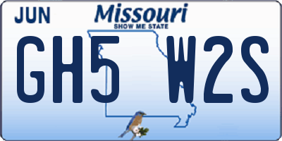 MO license plate GH5W2S