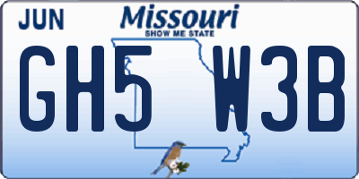 MO license plate GH5W3B