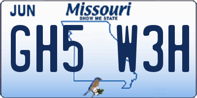 MO license plate GH5W3H