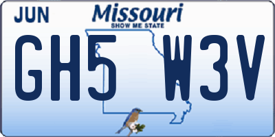 MO license plate GH5W3V