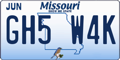 MO license plate GH5W4K