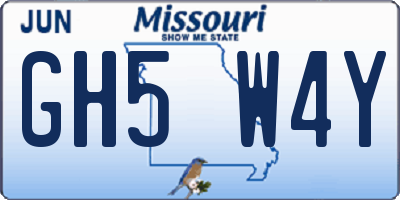 MO license plate GH5W4Y