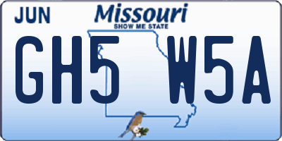 MO license plate GH5W5A