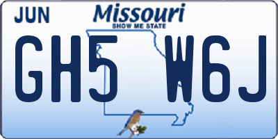 MO license plate GH5W6J