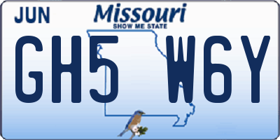 MO license plate GH5W6Y