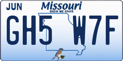 MO license plate GH5W7F