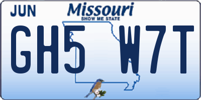 MO license plate GH5W7T