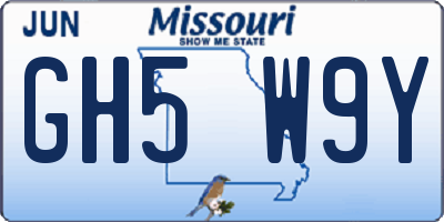 MO license plate GH5W9Y