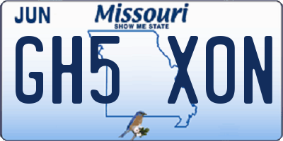 MO license plate GH5X0N