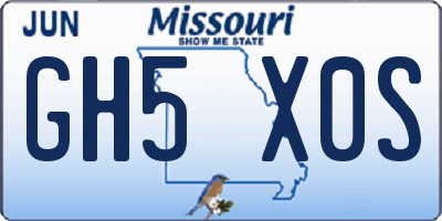 MO license plate GH5X0S