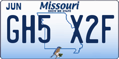 MO license plate GH5X2F