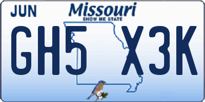 MO license plate GH5X3K