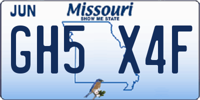 MO license plate GH5X4F