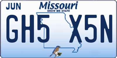 MO license plate GH5X5N