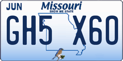 MO license plate GH5X6O