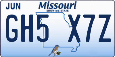 MO license plate GH5X7Z
