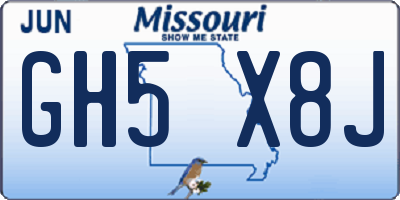 MO license plate GH5X8J