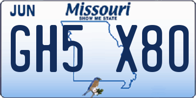 MO license plate GH5X8O
