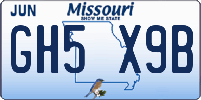 MO license plate GH5X9B
