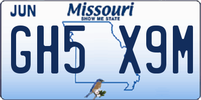 MO license plate GH5X9M