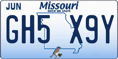 MO license plate GH5X9Y