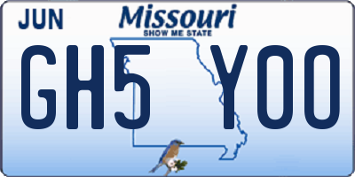 MO license plate GH5Y0O