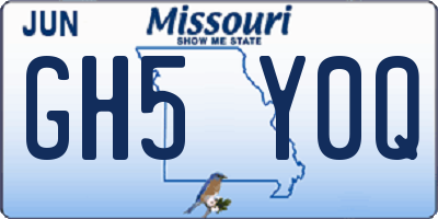 MO license plate GH5Y0Q