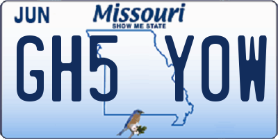 MO license plate GH5Y0W