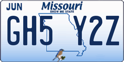 MO license plate GH5Y2Z