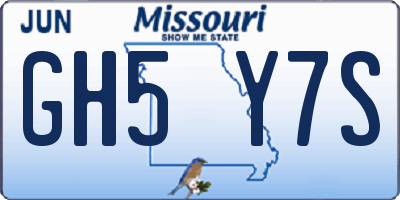 MO license plate GH5Y7S