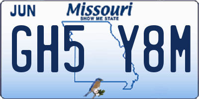MO license plate GH5Y8M