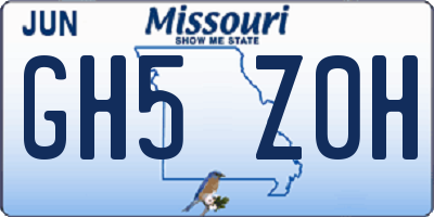 MO license plate GH5Z0H